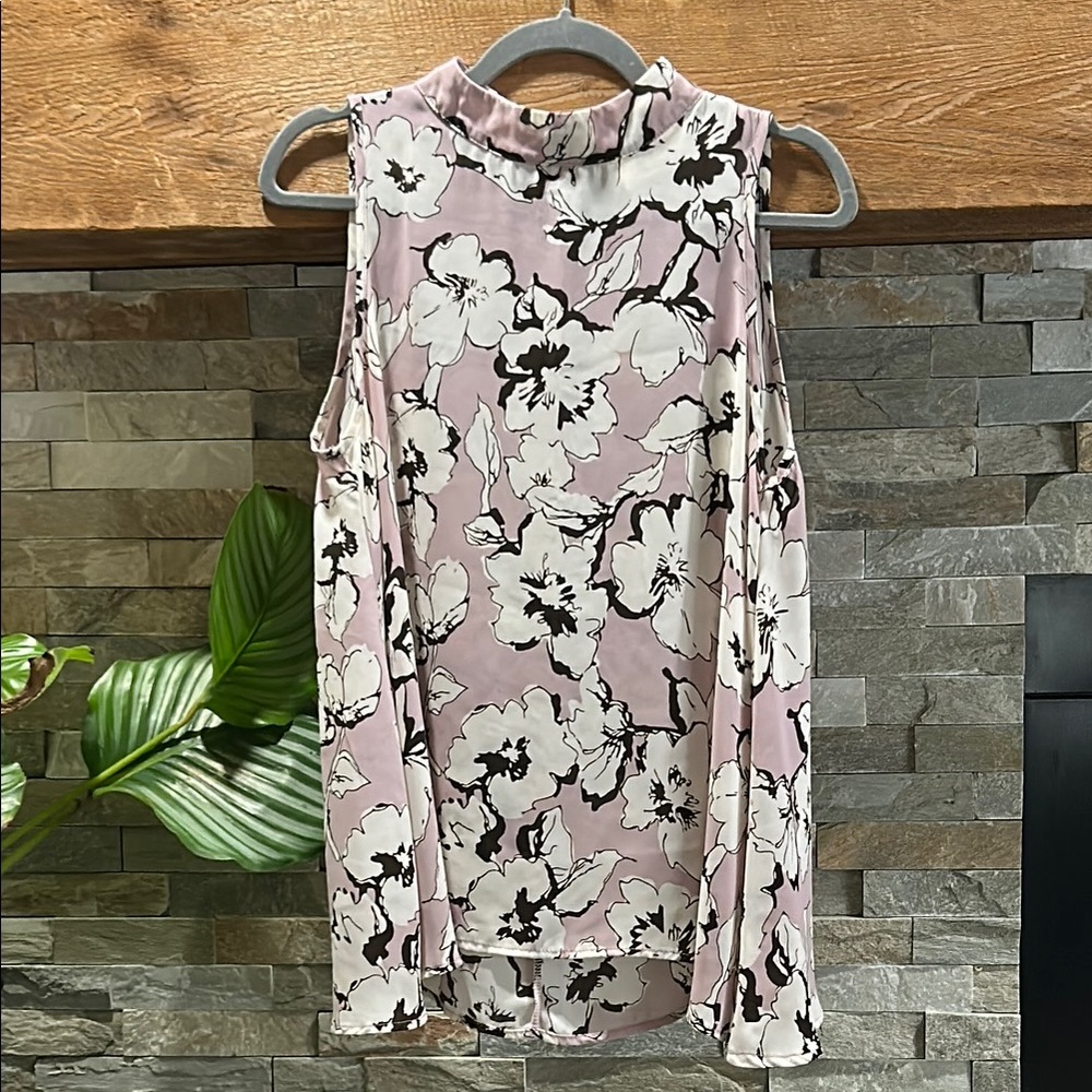THE COVE Lose Flowing Sleeveless High Neck Blouse